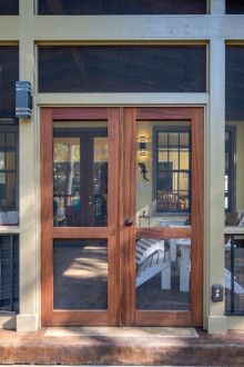 Door Joinery, Screened Porch Doors, Double Screen Doors, Screened In Porch Diy, Stair Paneling, Wood Screen Door, Deck Remodel, Sapele Wood, Cottage Porch