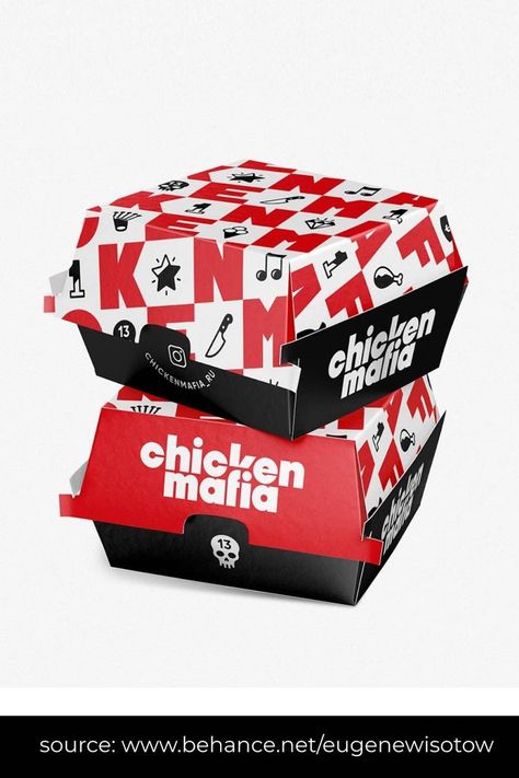 #fastfood #fastfoodbranding #fastfoodpackagingdesign #fastfoodlabeldesign #foodbranding source: https://packagingoftheworld.com/2021/03/chicken-mafia-restaurant.html Kfc Box, Fast Food Branding, Fast Food Restaurant Design, Packaging Design Food, Burger Packaging, Pizza Box Design, Logo Design Graphics, Fast Food Logos, Burger Box