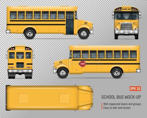 School bus vector mockup. School bus vector mock-up. Isolated template of yellow #Sponsored , #PAID, #Paid, #bus, #mockup, #template, #vector Easy Chibi Drawings, School Bus Drawing, Bus Drawing, Vehicle Branding, Bus Skin Design, Yellow School Bus, Photography Jobs, School Bus Driver, Scene Design