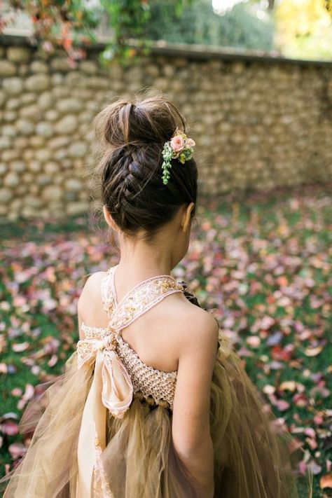 Flower Girl Wedding Hair, Wedding Hairstyles For Girls, Girls Updo, Hairstyles For Gowns, Flowers In Her Hair, Flower Girl Hairstyles, Gowns For Girls, Wedding Flower Girl, Wedding With Kids