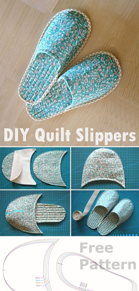 DIY Quilt Slippers Pattern Diy Felted Slippers, Sewing Slippers Pattern, Quilted Slippers Pattern Free, Slipper Pattern Sewing, Slipper Sewing Pattern Free, Felted Slippers Pattern Free, Slippers Sewing Pattern Free, Diy Slippers Pattern, Free Slipper Patterns Sewing