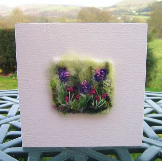 Embroidered Daffodils, Tea Dance, Working In The Garden, Collage Cards, Felted Wool Crafts, Felt Pictures, Fabric Cards, Felt Embroidery, Needle Felting Projects