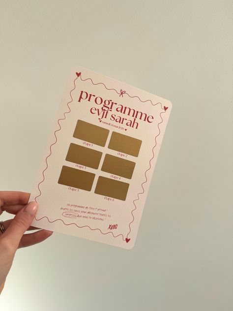 ♡ Looking for an original idea for a bachelorette party? You've come to the right place! ♡ 🤍 With this scratch card, let your friend discover the program of her bachelorette party in a fun and original way. Surprise guaranteed! 🤍 This scratch card is completely customizable. Choice and number of steps to be defined Dimensions of the card: 14x21cm 224g paper Gift envelope shipping available, please select option when ordering Scratch Card, Gift Envelope, Game Item, Paper Gifts, Bachelorette Party, Party Favors, Envelope, Display Homes, Paper Party Supplies