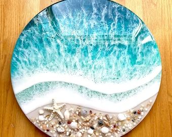 MissLinArt - Etsy Beach Resin Art, Resin Beach Art, Resin Ocean Art, Resin Inspiration, Flora Frame, Seni Resin, Resin And Wood Diy, Resin Beach, Ocean Resin