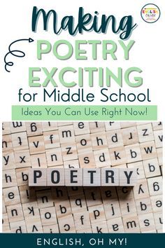 Celebrate Poetry Month with these fun and exciting poetry activity ideas for middle school students. Click through to read this blog post, where you will find some poetry teaching tricks, exciting and engaging poems for your middle school students, and suggestions on how to make poetry exciting in your middle school classroom. #middleschoolpoetry Poetry Unit Middle School, Poems For Middle School, High School Poetry, Middle School Ela Lessons, Poetry Activity, Poetry Writing Activities, Middle School English Classroom, Poetry Middle School, Poetry Projects