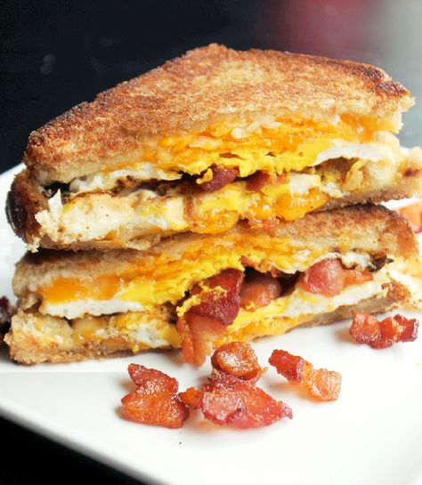 Bacon Egg and Cheese Grilled Cheese Sandwich - Creole Contessa Bacon Egg And Cheese Sandwich, Panini Hamburger, Air Fryer Recipes Breakfast, Southern Breakfast, Egg And Cheese Sandwich, Bacon Sandwich, Bacon Egg And Cheese, Bacon And Eggs, Best Bacon