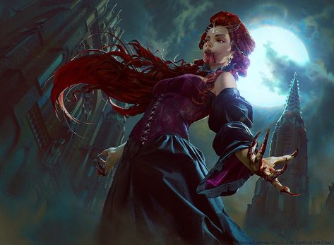 ArtStation - Vampire of the Dire Moon, Anna Podedworna Moon Core, Art Vampire, Castlevania Anime, Illustration Fantasy, Female Vampire, Mtg Art, Vampire Queen, Vampires And Werewolves, Vampire Girls