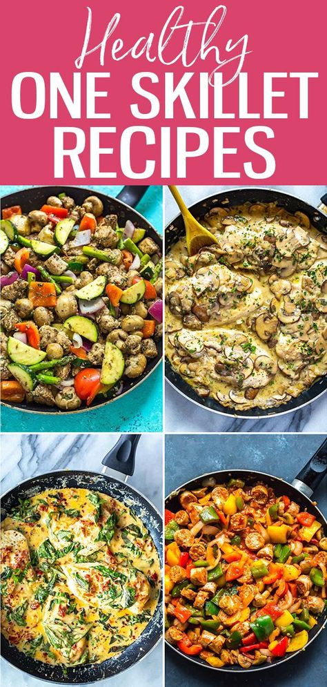 These One Skillet Recipes are a lifesaver when it comes to last-minute meal prep. Add some protein, veggies and starch for an easy dinner! #onepan #skillet Healthy Skillet Meals, Cast Iron Skillet Recipes Dinner, Easy Skillet Dinner, Electric Skillet Recipes, Protein Veggies, Healthy One Pot Meals, Skillet Dinner Recipes, Easy Skillet Meals, Skillet Dishes