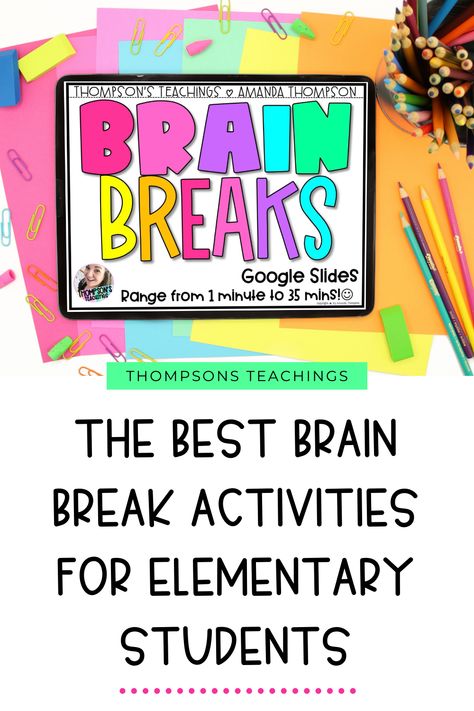 Are you looking for some brain break activities or brain break ideas that will help recharge your elementary students? These 10 brain breaks for elementary students are great for helping to get students focused. I share mindfulness activities for kids as well as movement activities for kids. There are guided meditations and yoga for kids. These are great for indoor recess as well. Students can also use these in a calm down corner. They are a great classroom management tool. Classroom Movement Games, Brain Breaks In The Classroom, Puzzles For Elementary Students, Classroom Brain Break Games, Brain Break Upper Elementary, Brain Break Activities Elementary, Classroom Brain Breaks Activities, Brain Break Ideas Elementary, Brain Breaks For Upper Elementary