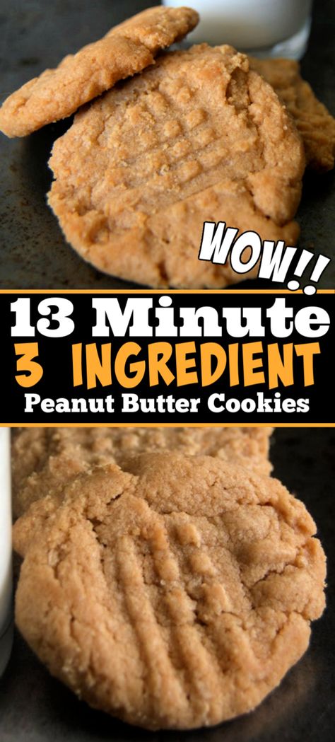 3 Ingredient Peanut Butter Cookies, Galletas Keto, Turtle Brownies, Easy Peanut Butter Cookies, Yummy Deserts, Delish Desserts, Dessert Simple, Baked Cookies, Peanut Butter Cookie