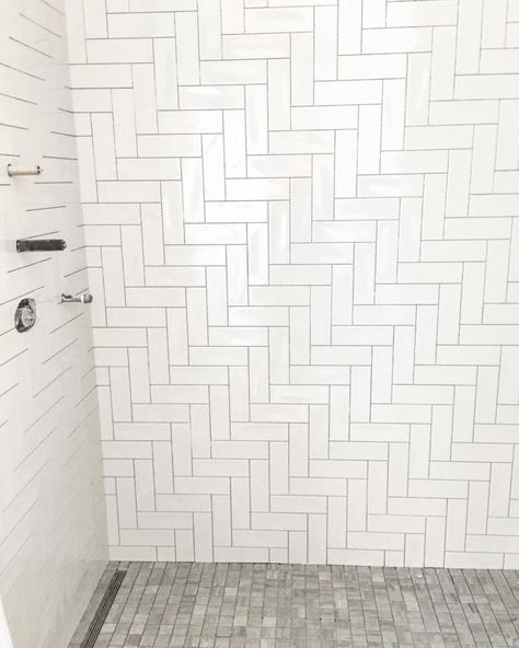 Straight Herringbone Subway Tile Bathroom, Straight Herringbone Shower Tile, Straight Herringbone Subway Tile, Shower Herringbone Tile, Harringbone Tile, Bathroom Tile Herringbone, Herringbone Shower Wall, Straight Herringbone, Herringbone Shower Tile