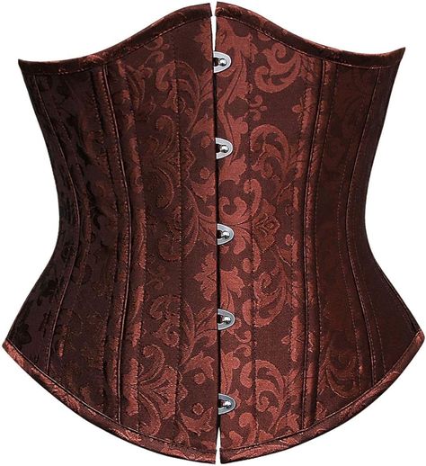 Charmian Women's 26 Steel Boned Vintage Brocade Underbust Waist Training Corset Brown Small at Amazon Women’s Clothing store Corset Underbust, Under Bust Corset, Body Shaper Corset, Satin Corset Top, Fashion Corset, Cincher Corset, Plus Size Costume, Waist Shapers, Steampunk Corset