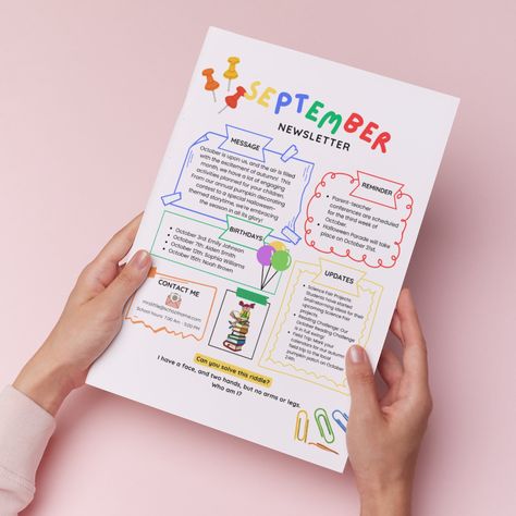 Creative Newsletter Design, Newsletter Design Layout Creative, Newsletter Design Layout, Newsletter Format, Preschool Newsletter, Editable Newsletter Templates, Classroom Newsletter Template, Pumpkin Decorating Contest, School Newsletter