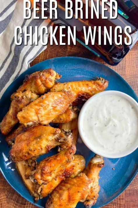 Brine For Chicken Wings Recipe, Brine For Chicken Wings, Brined Chicken Wings, Cajun Wings, Grilled Chicken Wings Recipe, Wings Recipe Baked, Brined Chicken, Wing Sauce Recipes, Smoked Chicken Wings