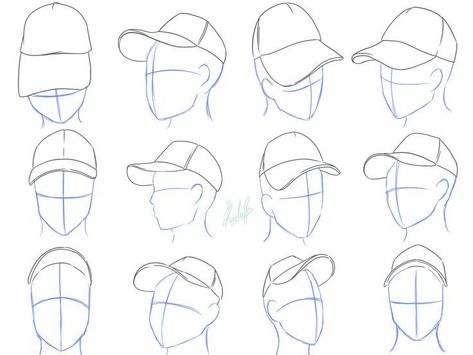 Hair With Hat Drawing Reference, Backwards Cap Drawing Reference, Guy With Hat Drawing, Person With Hat Reference, Person Wearing Hat Reference, Fitted Hat Drawing, Wearing Hat Reference, Baseball Hat Reference, Cap Reference Drawing