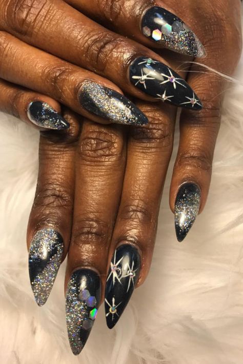 Intergalactic Stiletto Nail Ideas, Toe Art Designs, Pink Shellac, Stiletto Nail Designs, Halloween Nail Decals, Stiletto Shaped Nails, Fun Manicure, Short Stiletto, Coffin Nails Matte