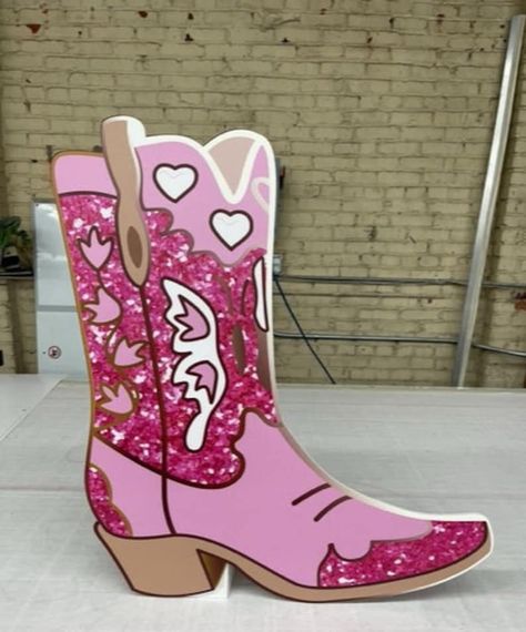 Disco Cowgirl Boot Prop. Nashville Bachelorette Party, Let's Go Girl Prop, Pink Boot - Etsy Cowboy Boot Cake, Underwater Theme Party, Disco Cowgirl Party, Cowgirl Party Decorations, Cow Birthday Parties, Cowgirl Baby Showers, Pink Cowgirl Boots, Nashville Bachelorette Party, Rodeo Birthday