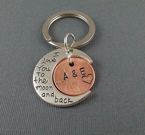 I Love You To The Moon And Back Keychain with Stamped penny - husband, wife - Boyfriend, girlfriend - Anniversary gift, Couples Gifts - Penny Keychain #gift #giftideas #valentinesday #valentinesgift #valentinesdaygiftideas #keychain #keyfob #christmasgift #anniversarygift #affiliate Personalized Giveaways, Moon Keychain, Love You Boyfriend, Diy Gifts For Girlfriend, Girlfriend Anniversary Gifts, Girlfriend Anniversary, Mens Anniversary Gifts, Anniversary Gifts For Couples, Anniversary Gifts For Husband