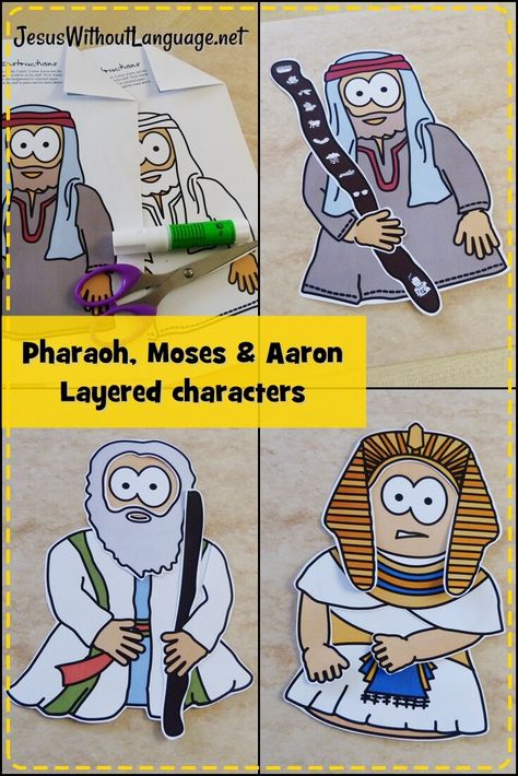 Moses Before Pharaoh Craft, Moses And Aaron Craft, Moses And Pharaoh Craft, Moses Plagues, Passover Crafts For Kids, The 10 Plagues Of Egypt, 10 Plagues Of Egypt, Moses And Aaron, Exodus 7