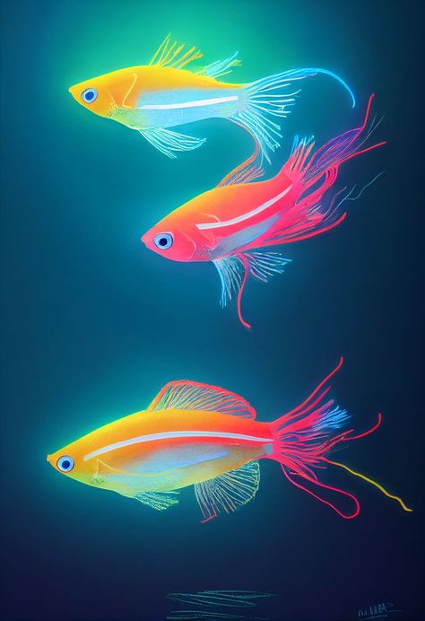 This digital art features colorful Neon Tetras swimming in a lake. Great gift for people who enjoy colorful fishes Neon Tetra Fish, Swimming In A Lake, Tetra Fish, Fish Poster, Neon Tetra, Canvas Photo Wall, Lord Murugan Wallpapers, Fish Painting, Colorful Fish