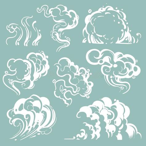 Cartoon white smoke and dust clouds. Comic vector steam isolated royalty free illustration Air Illustration, Fog Effect, Line Cartoon, Cloud Illustration, Cartoon Clouds, Pattern And Decoration, Graffiti Lettering, Scene Creator, Alphabet Illustration