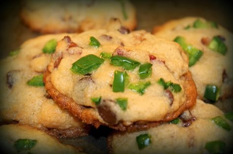 Bourbon- Bacon- Jalapeno cookies! Jalapeno Bacon, Bacon Cookies, Bourbon Bacon, Stuffed Jalapenos With Bacon, Peppers Recipes, Bacon Recipes, Chopped Pecans, Cookie Desserts, How To Make Cookies