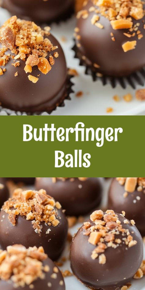 Preparing Butterfinger Balls brings back sweet memories of cozy family evenings, laughter echoing in the kitchen. My partner and I joyfully crushed the candy bars together, while our kids eagerly anticipated the delicious treat, making it a delightful weekend tradition. Butterfinger Bites Recipes, Butterfinger Candy Recipe, Butterfinger Balls Recipe Easy, Butter Finger Balls, Butterfingers Balls, Traditional Christmas Treats, Butterfinger Truffles Recipe, Butterfinger Balls Recipe, Butterfinger Treats