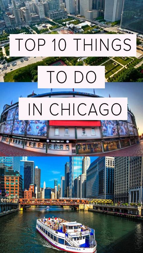 The top things you can't miss in Chicago! If you're traveling to the Windy City be sure to check out this list of 10 amazing things to do and see in Chicago. These tips will help ensure you have a blast and that you don't miss some of the best attractions in Chicago. #TravelTips #ChicagoTravel #Illinois #Chicago #ThingsToDo Chicago Vacation, Illinois Travel, Chicago Riverwalk, Things To Do In Chicago, Visit Chicago, Midwest Travel, The Windy City, Chicago Travel, Usa Travel Guide