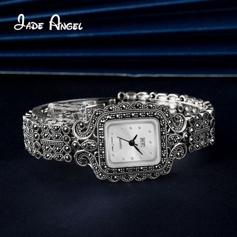 Jade Angel S925 Sterling Silver Women's Charm Bracelet Watch Classic Vintage Style Ladies Lace Charm Bracelet Watch, Fancy Hands, Silver Watches Women, Classic Vintage Style, Watches Women, Hand Watch, Womens Watches Luxury, Watch Women, Wedding Lehenga