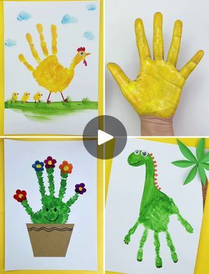 Creative  Palm Painting Ideas for Kids | Easy Plam and Finger Painting Ideas for Kids | By Activities For Kids | Everyone, welcome to our
Facebook page. Apply paint on your hand and print it on the
paper. Now draw the peak and eyes of the hand on the thumb
portion. Similar way draw the legs and draw some grass. We
are also drawing little chicks around it. Colour it as well.
We are also using sponge for clouds and it's done. We are
going to print the hand on the sheet of paper. Flip it. We are
going to make the legs of the dragon here. Similarly draw the
eyes and look it's ready. Let's learn a easy way of making this
beautiful drawing. So spread the paint and using a scale we
are going to spread it like this. We are drawing little
cats here using clay. We are drawing the eyes of the cat
sim Finger Painting Ideas For Kids, Painting Ideas For Kids Easy, Finger Painting Ideas, Thumb Painting, Palm Painting, Finger Painting For Kids, Painting Ideas For Kids, Food Art For Kids, Egg Carton Crafts