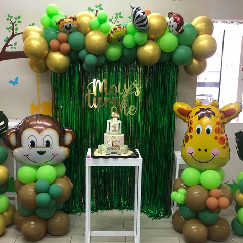 Jungle Theme Bday Decoration, Jungle Theme Birthday Party Decorations, Decoracion Baby Shower Safari, Animal Birthday Decorations, Themes For Birthday Parties, Jungle Theme Decorations, Safari Birthday Party Decorations, Safari Baby Shower Boy, Jungle Theme Cakes