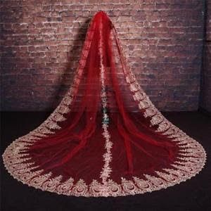 Red Wedding Veil, Long Veils Bridal, Red Veil, Wedding Veil Vintage, Black Wedding Gowns, Long Veil Wedding, Red Bridal Dress, Layered Veil, Bridal Dupatta