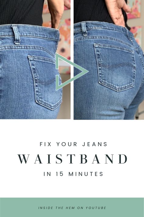 Alter Waistband Of Jeans, Take Up Jeans, Waist Too Big On Pants, Alter Jeans Waistband, Jeans To Big In Waist, How To Alter Jeans That Are Too Big, Jeans Too Big In Waist Hacks, Tailor Jeans Waist, How To Take In Jeans That Are Too Big