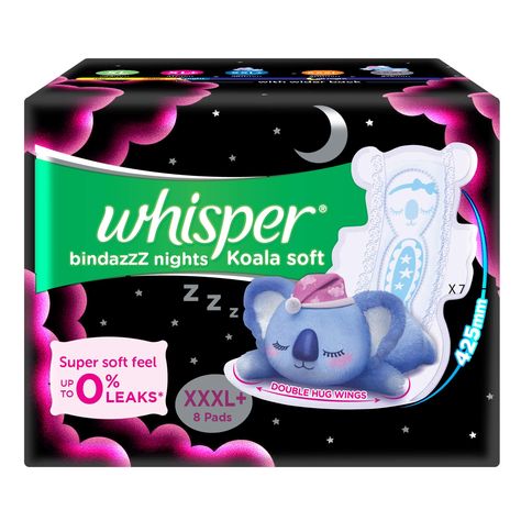 PRICES MAY VARY. Title: Whisper Ultra Night Sanitary Pads for Women, XXXL+ 8 Napkins. Product Type: Arborist Merchandising Root > Self Service > Special Features Stores > ab47f18a-1a7a-4dbe-b89a-001bfaccbe8b_0 > ab47f18a-1a7a-4dbe-b89a-001bfaccbe8b_4801 > Healthcare Whisper Sanitary Pads, Sanitary Napkin, Sanitary Pads, Packers And Movers, Soft Air, Fun Drinks, Pharmacy Gifts, Koala, Napkins