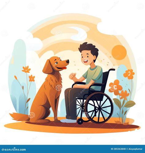 Illustration of a Therapy Dog with a Human. Stock Illustration - Illustration of trained, relationship: 285363848 Human Illustration, Animal Doctor, Abstract Animal Art, School Cartoon, Therapy Dog, Vector Icons Illustration, Isometric Illustration, Dog People, Cartoons Love