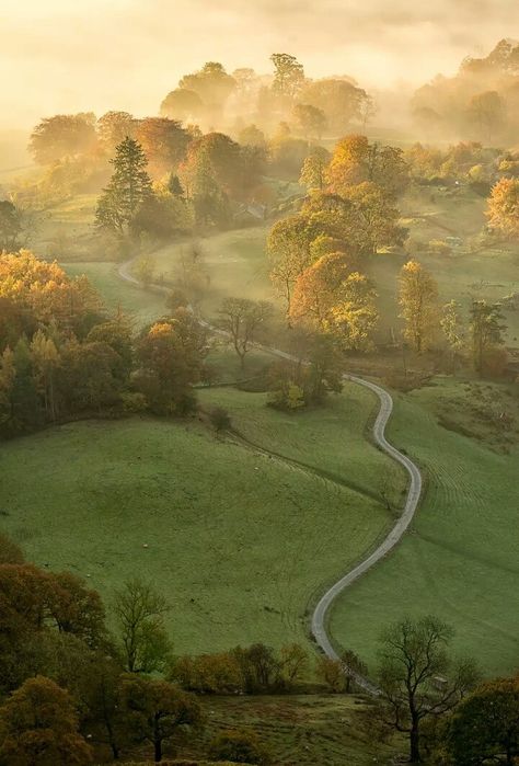 Great Langdale, Lake District National Park, England Foggy Landscape, Lake District England, Lake District National Park, Winding Road, England Travel, Lake District, Golf Courses, National Park, The Good