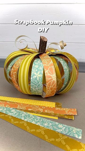 Emily Seilhamer on Instagram: "Scrapbook Pumpkin DIY Craft 😍✂️ #pumpkin #falldecor #diy #diyideas #fallcrafts #pumpkinseason #easycraft #crafttutorial #howto #artsandcrafts" Paper Pumpkin Craft, Diy Pumpkins Crafts, Preschool Craft Activities, Fall Paper Crafts, Pumpkin Diy, Paper Pumpkins, Autumn Paper, Manualidades Halloween, Fall Halloween Crafts