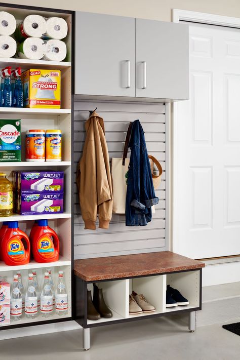 Mud Room Garage, Garage Entryway, Organization Accessories, Garage Storage Inspiration, Plan Garage, Garage Organisation, Garage Renovation, Garage Entry, Garage Remodel