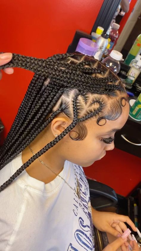 Knotless With A Heart, Hairstyles Wigs, Braids Knotless, Short Box Braids Hairstyles, Big Box Braids Hairstyles, Feed In Braids Hairstyles, Box Braids Hairstyles For Black Women, Cute Braided Hairstyles, Braided Hairstyles For Teens