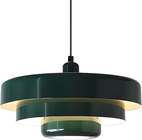 Qepeety Nordic Pendant Light, Mid Century Modern Pendant Light Fixtures, 3-Layer Design, 13.8 inch Green Metal Shade, Green Chandelier Ceiling Light for Living Room, Hallway, 1-Light - Amazon.com Hallway Green, Farmhouse Kitchen Light Fixtures, Mid Century Modern Light Fixtures, Mid Century Ceiling Light, Mid Century Lighting Pendant, Green Chandeliers, Modern Hanging Lights, Nordic Pendant Light, Dining Room Light Fixtures