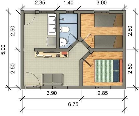 Small Apartment Plans, Small House Blueprints, Small Cottage House Plans, Little House Plans, Small House Layout, Modern Bungalow House, House Floor Design, Building House Plans Designs, Small House Floor Plans