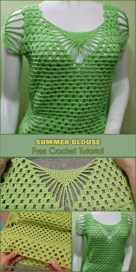 Green Summer Blouse Free Crochet Pattern and Video Tutorial | Your Crochet #freecrochetpatterns #summerblouse #crochetblouse Crochet Shrug Pattern, Mode Crochet, Crochet Ladies Tops, Crochet Tops Free Patterns, Green Crochet, Crochet Summer Tops, Crochet Shrug, Haken Baby, Summer Blouse