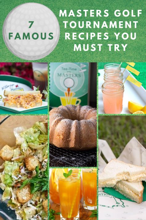 Golf Tournament Food Ideas, Masters Menu Golf, Master’s Golf Party, Masters Pimento Cheese Recipe, Masters Food, Masters Pimento Cheese, Tournament Food, Masters Party, Party Food Menu