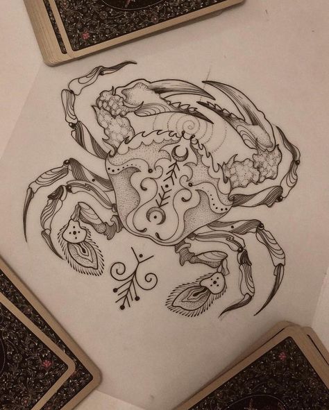 Widder Tattoo, Back Tattoo For Women, Crab Tattoo, Mommy Tattoos, Pieces Tattoo, Chest Piece Tattoos, Zodiac Tattoos, Gorgeous Tattoos, Sketch Tattoo