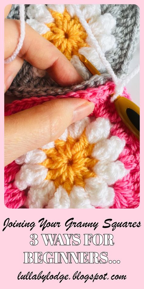 Connecting Granny Squares, Cushions Crochet, Crochet Granny Square Beginner, Joining Crochet Squares, Joining Granny Squares, Sunburst Granny Square, Granny Square Haken, Amigurumi For Beginners, Granny Square Crochet Patterns Free