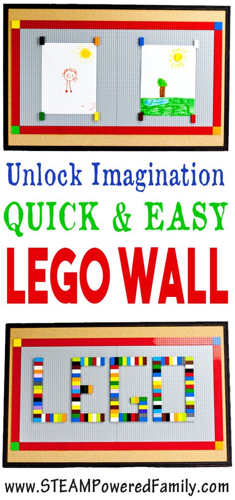 How To Unlock Imaginations with a Quick and Easy Lego Wall Hack. Perfect for the home or classroom Diy Lego Wall, Lego Printables, Lego Math, Used Legos, Lego Wall, Diy Lego, Lego Activities, Lego Store, Lego Craft