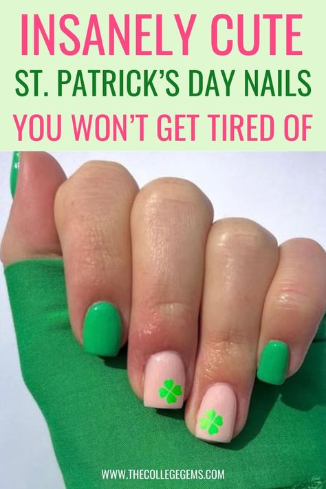 St. Patrick's Day nails Simple Short Nail Designs, St Patrick's Day Nails, Outfit Bar, St Patricks Day Nails, Outfit Simple, Saint Patties, Short Nail Designs, Green Nails, Low Key