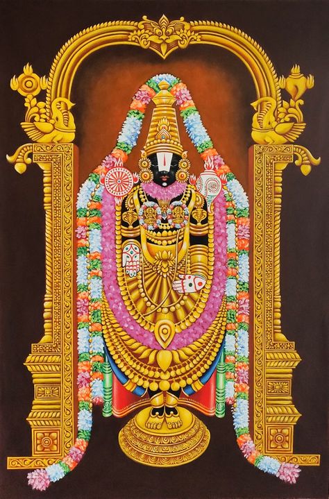 Venkateshwara Swamy, Indian Traditional Paintings, Vishnu Wallpapers, Mughal Paintings, Lord Vishnu Wallpapers, Lord Vishnu, Lord Krishna Images, God Art, Indian Traditional