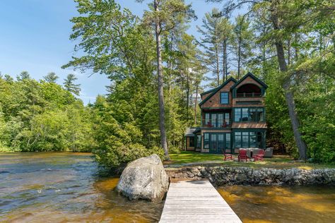 New England Lake House, Craftsman Lake House, Lake Days, Craftsman Exterior, House Cottage, Barn Style House, House Design Photos, Architecture Interiors, Patio Stones