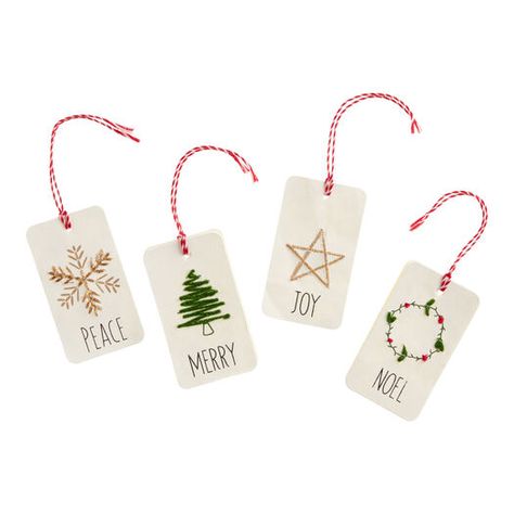 Christmas Icon Embroidered Holiday Gift Tags 4 Pack by World Market Christmas Gift Tags Diy Handmade, Cricut Gift Tags Christmas, Cricut Gift Tags, Fabric Gift Tags, Xmas Gift Tags, Chalkboard Tags, Christmas Gift Tags Diy, Yule Gift, Gift Tags Christmas